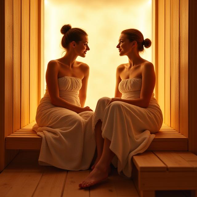 Zwei Freundinnen beim Social Sauna Ritual